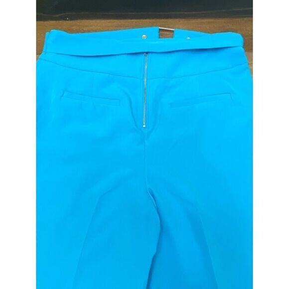 New York & Co Wide Leg High Rise Formal Dress Pants Blue Belted Petite Size 16P - Picture 7 of 7